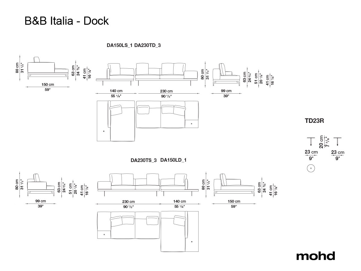 B B Italia Dock High Sofa Collection