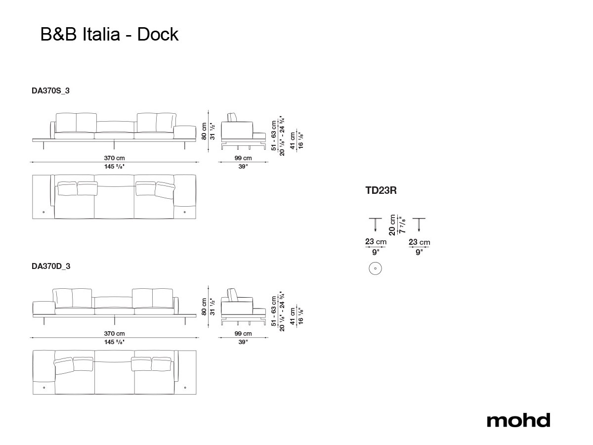 B B Italia Dock High Sofa Collection