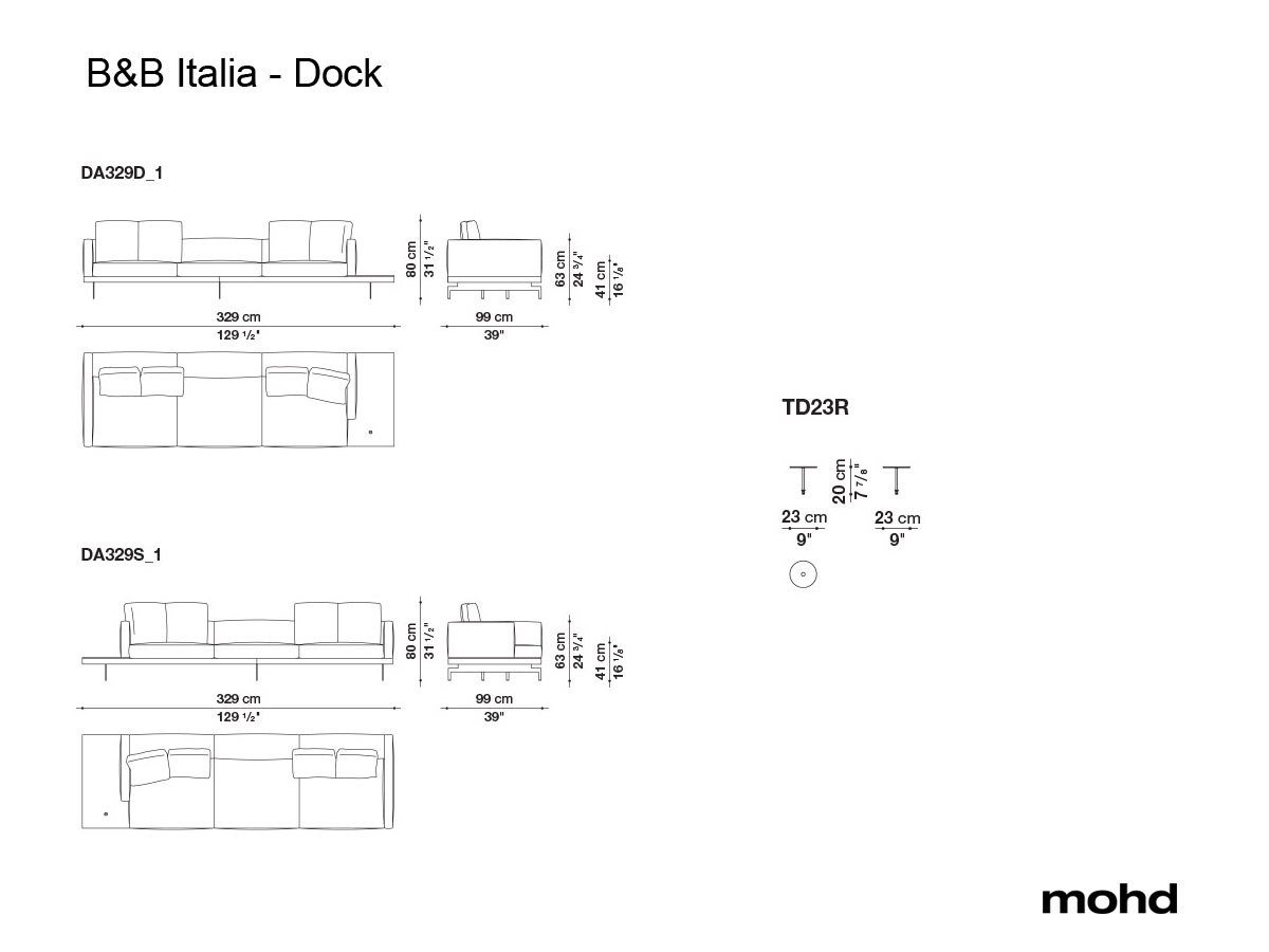 B B Italia Dock High Sofa Collection