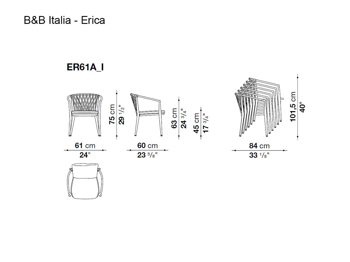 B B Italia Erica Outdoor High Stackable Chair Dove Saturno Light Grey