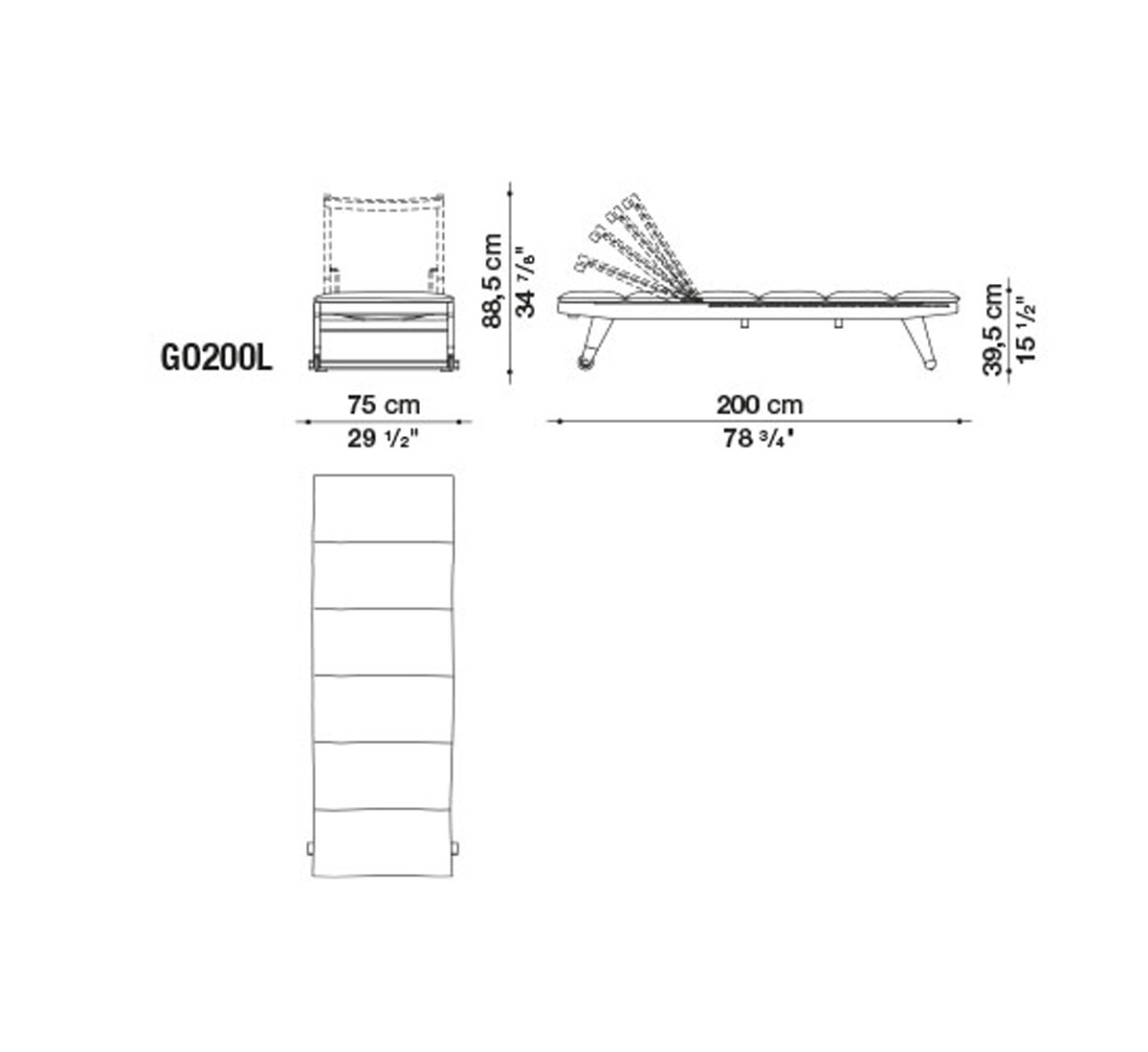 B B Italia Gio Chaise Longue Sunbed