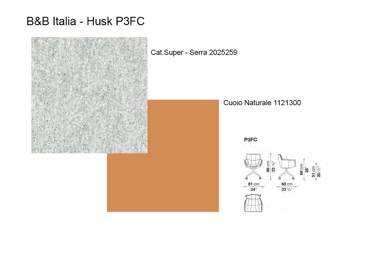 B B Italia Husk Chair 4 Star Base With Whells Natural 300 Serra 259