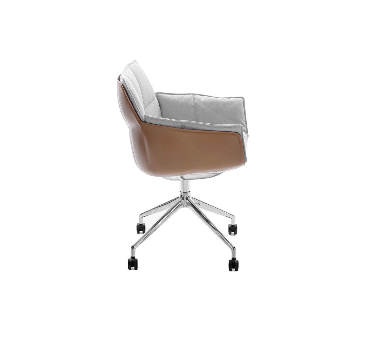 B B Italia Husk Chair 4 Star Base With Whells Leather Shell Fabric Cushion