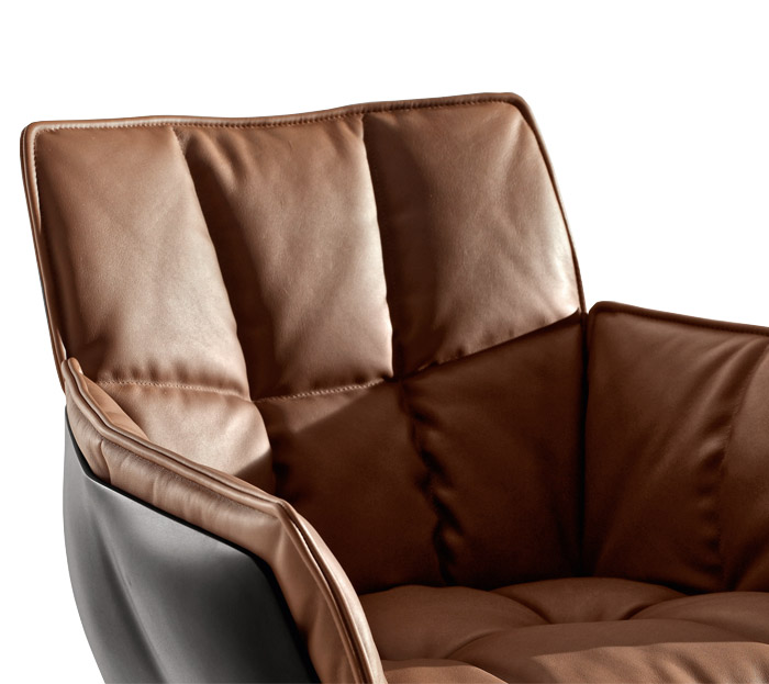 B B Italia Husk Swivel Chair Leather Shell Fabric Cushion