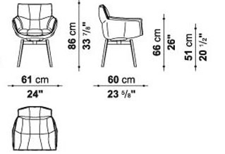 B B Italia Husk Fixed Chair Leather Shell Fabric Cushion