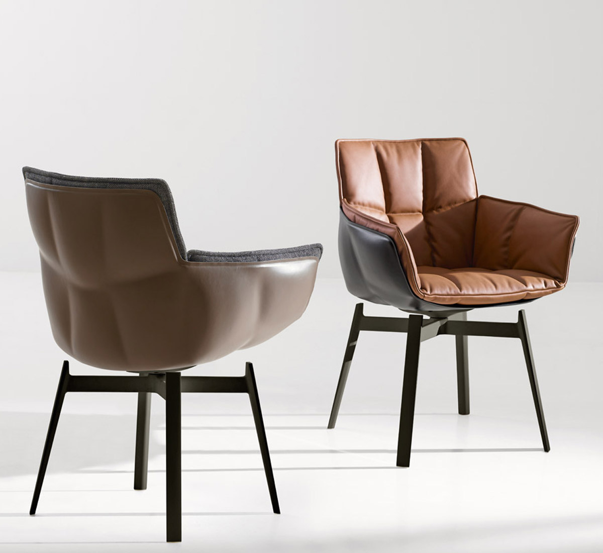 B B Italia Husk Fixed Chair Leather Shell Fabric Cushion