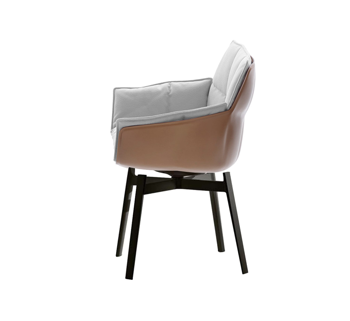 B B Italia Husk Fixed Chair Leather Shell Fabric Cushion