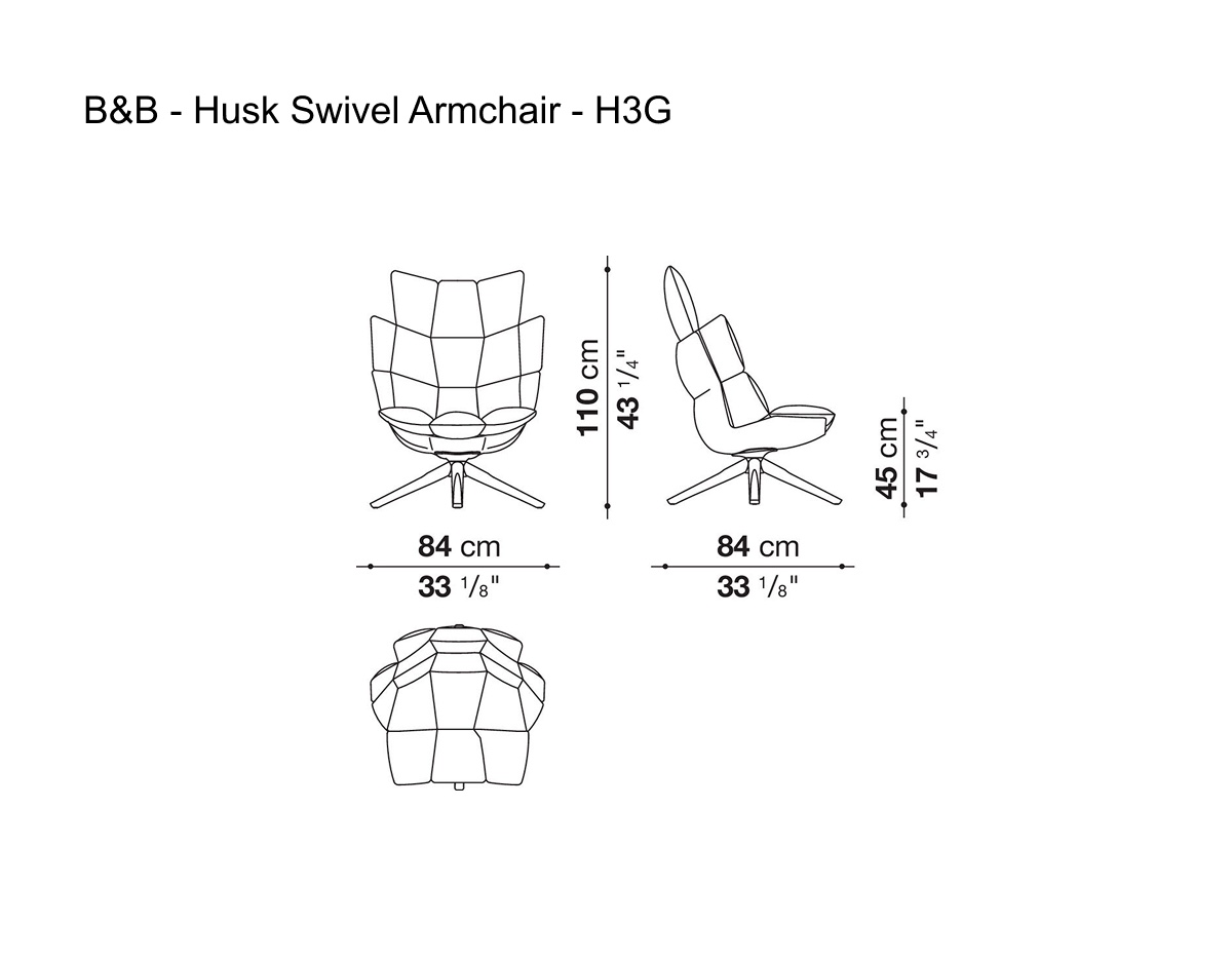 B B Italia Husk Swivel Armchair H3g