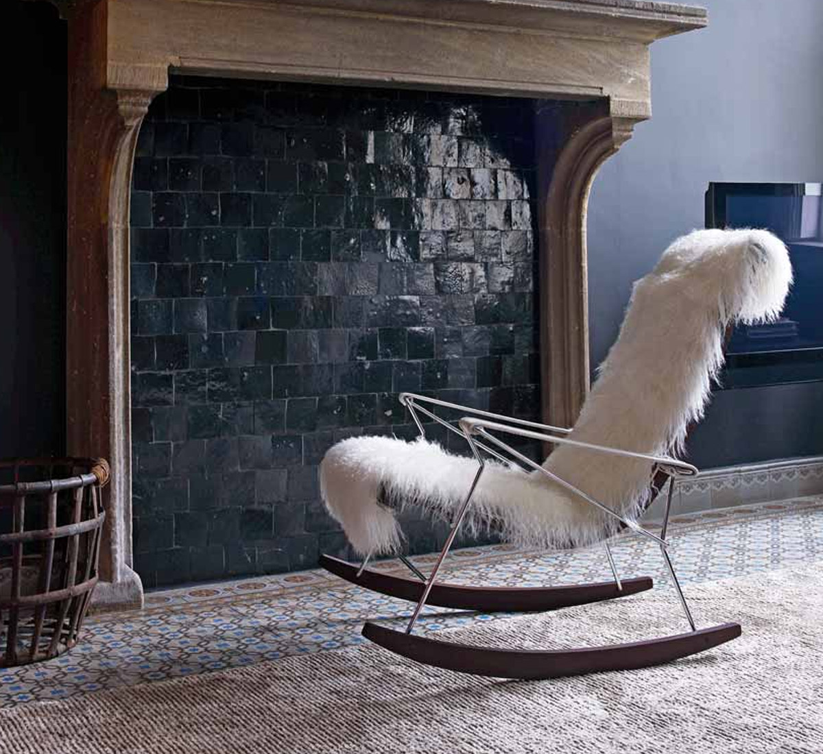 B B Italia J J Wood Rocking Armchair