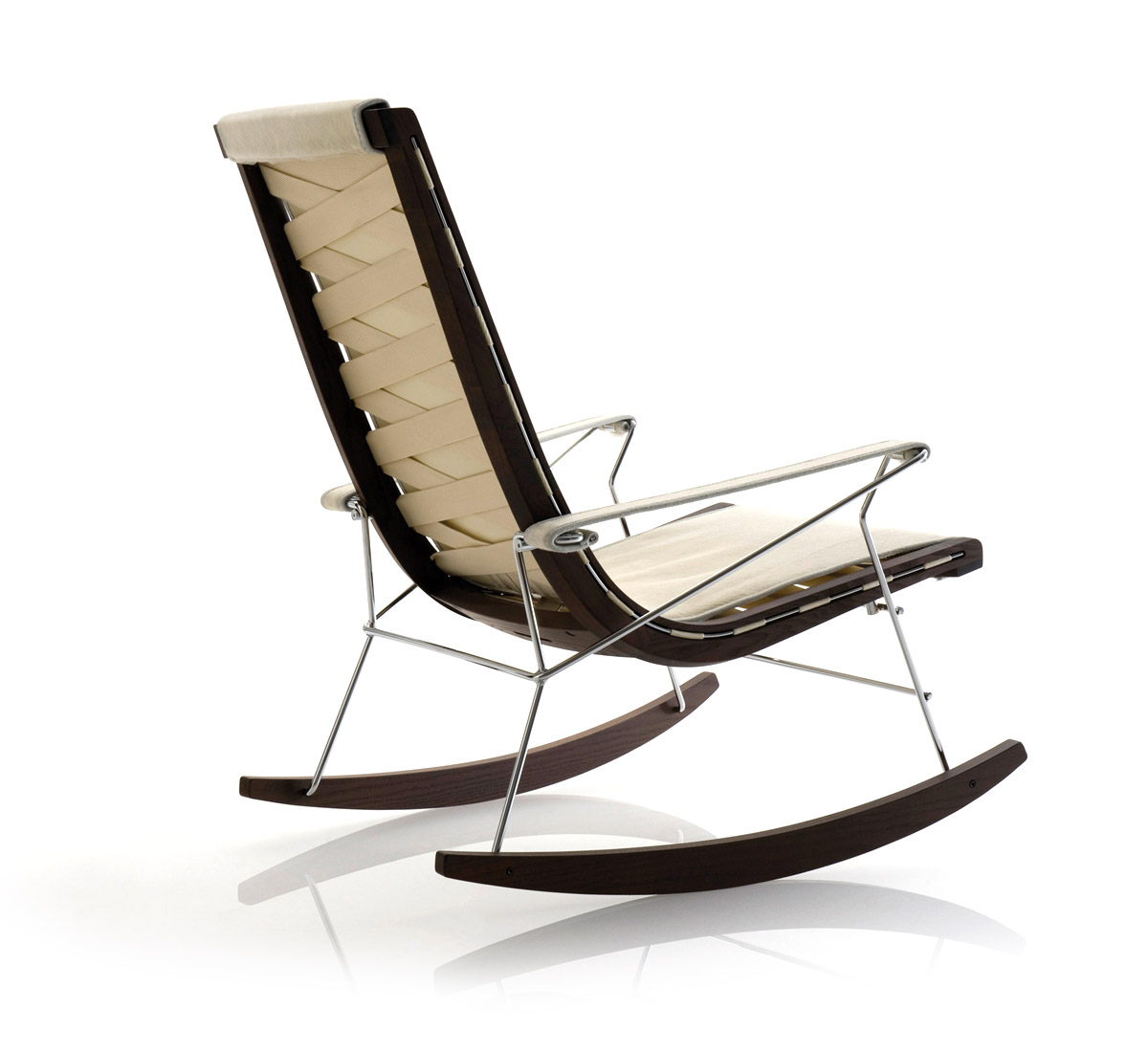 B B Italia J J Wood Rocking Armchair