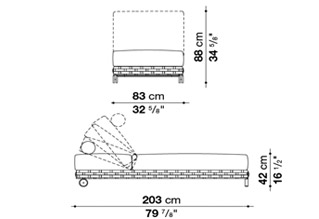 B B Italia Ray Outdoor Chaise Longue With Wheels