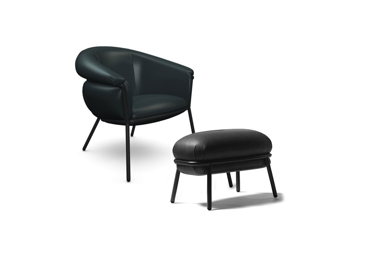Barcelona Design Grasso Footstool Anthracite Grey F27 Black Structure