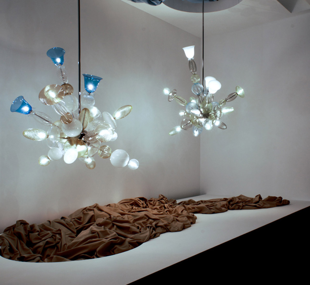Barovier Toso Perseus Suspension Lamp Crystal White Cognac Bluish