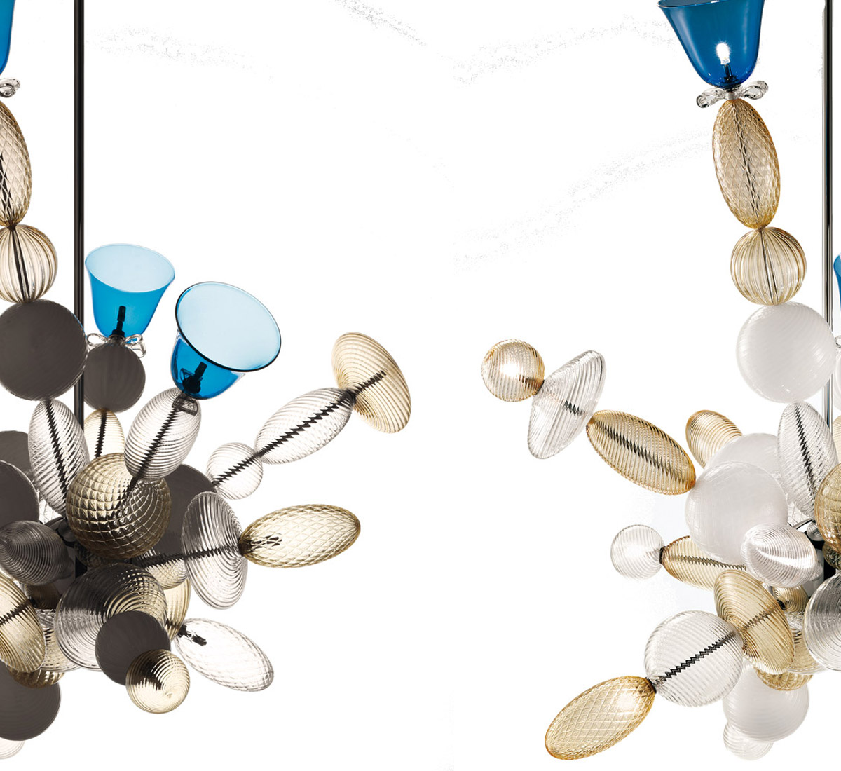 Barovier Toso Perseus Suspension Lamp Crystal White Cognac Bluish