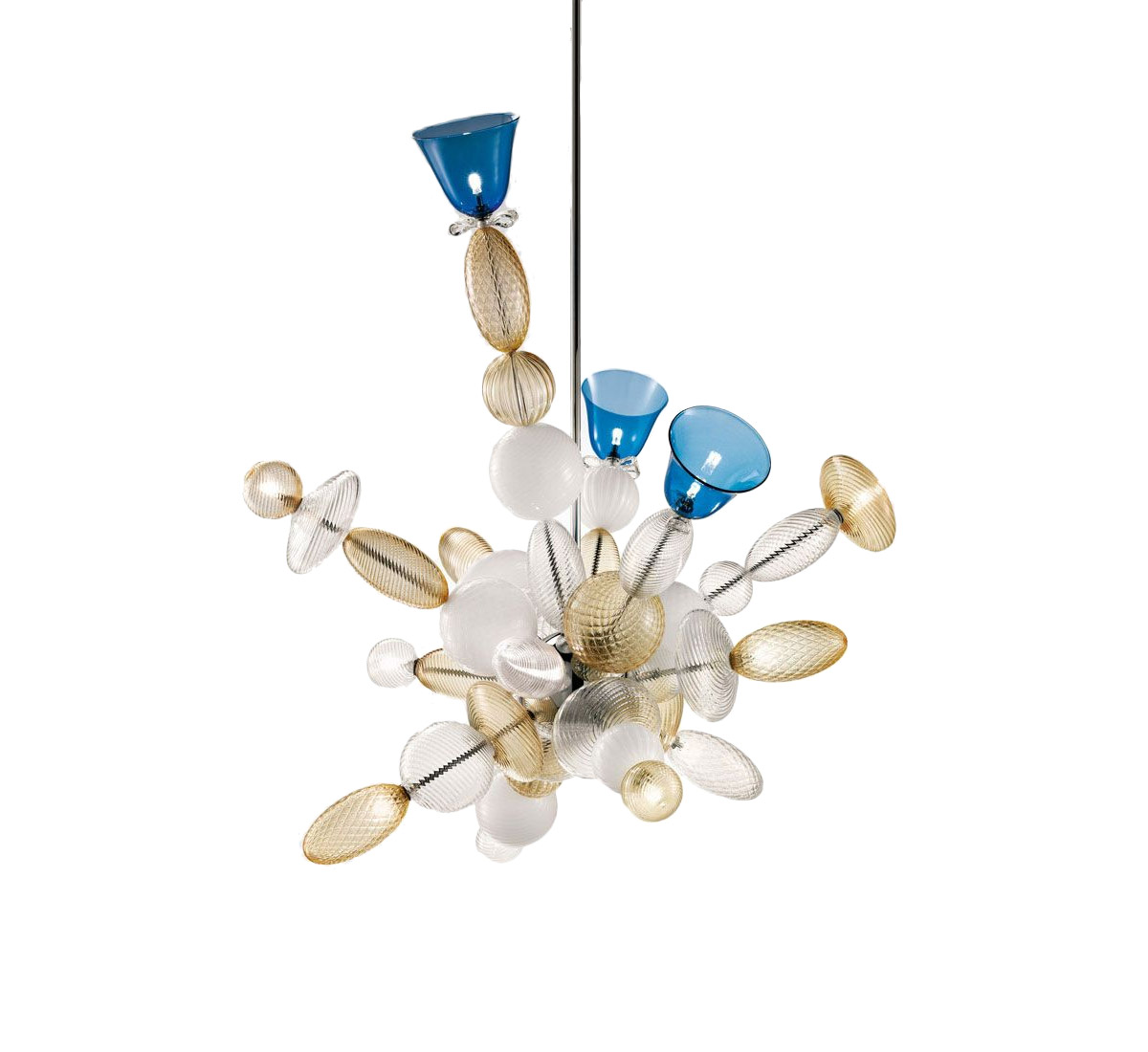 Barovier Toso Perseus Suspension Lamp Crystal White Cognac Bluish