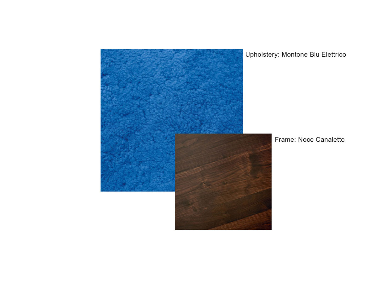 Baxter Clotilde Chair Electric Blue Sheepskin Canaletto Walnut