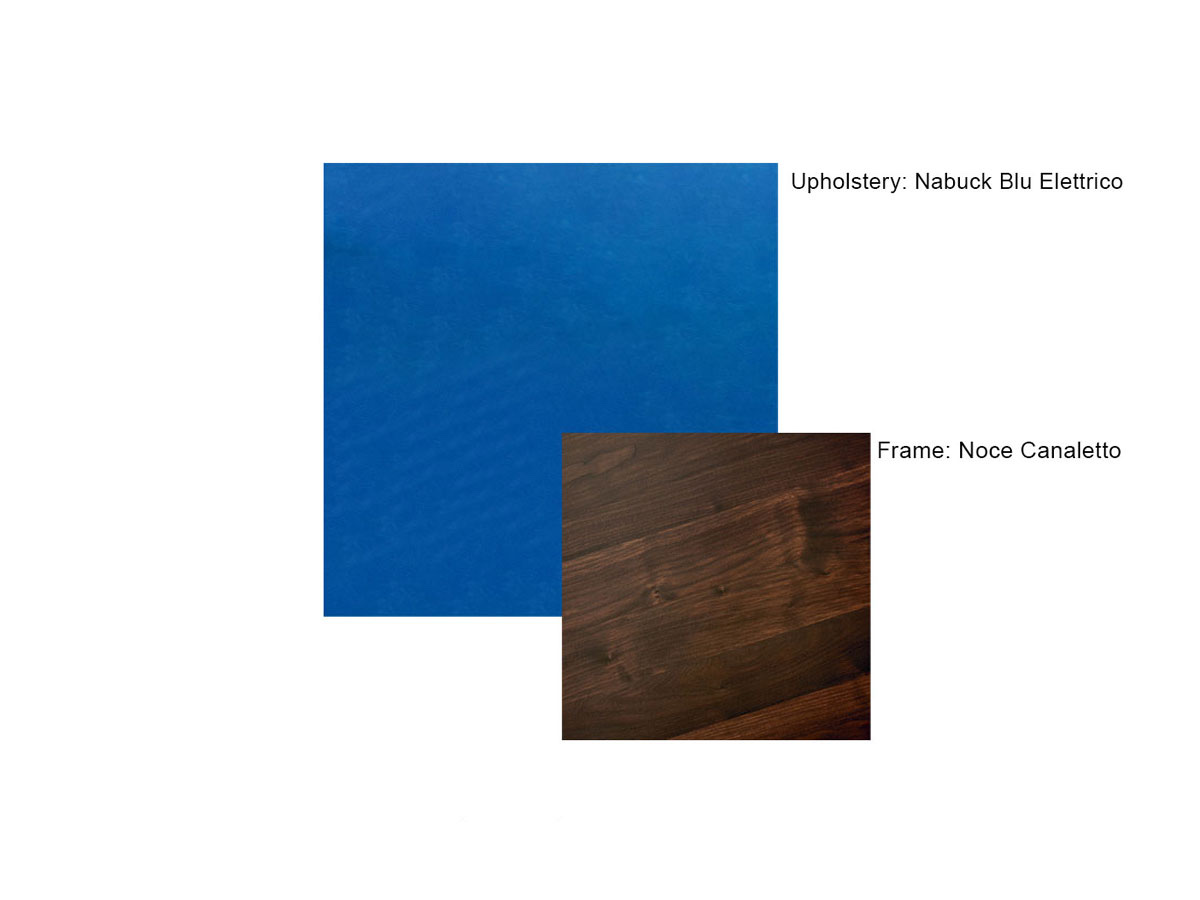 Baxter Clotilde Chair Electric Blue Nubuck Leather Canaletto Walnut
