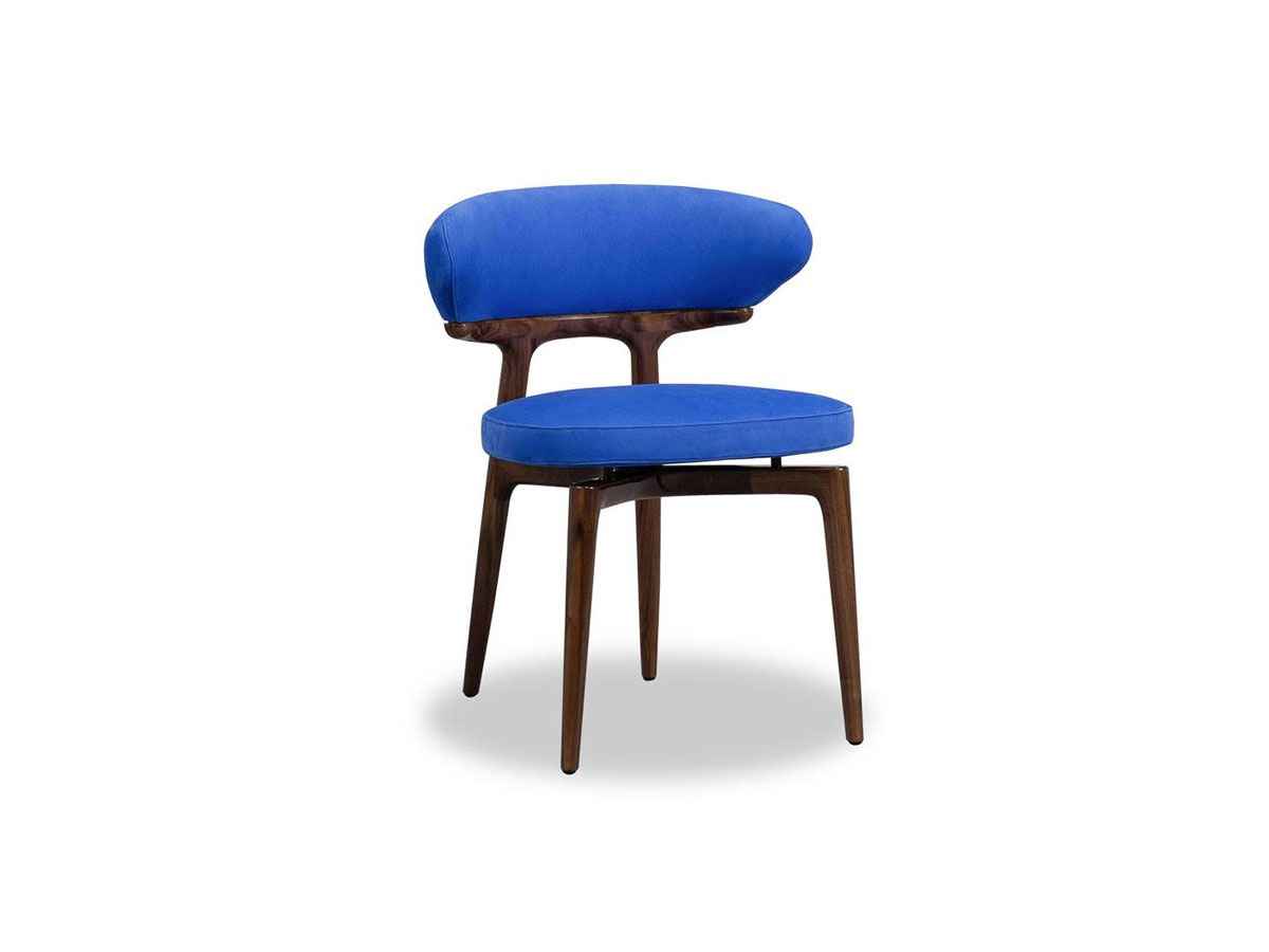 Baxter Clotilde Chair Electric Blue Nubuck Leather Canaletto Walnut