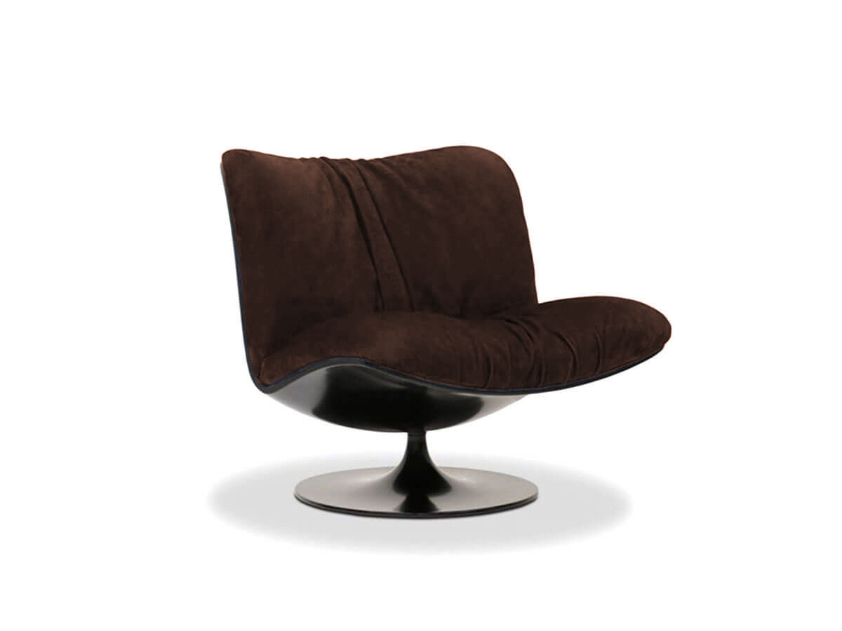 Baxter Marilyn Swivel Armchair Leather Kashmir Prune
