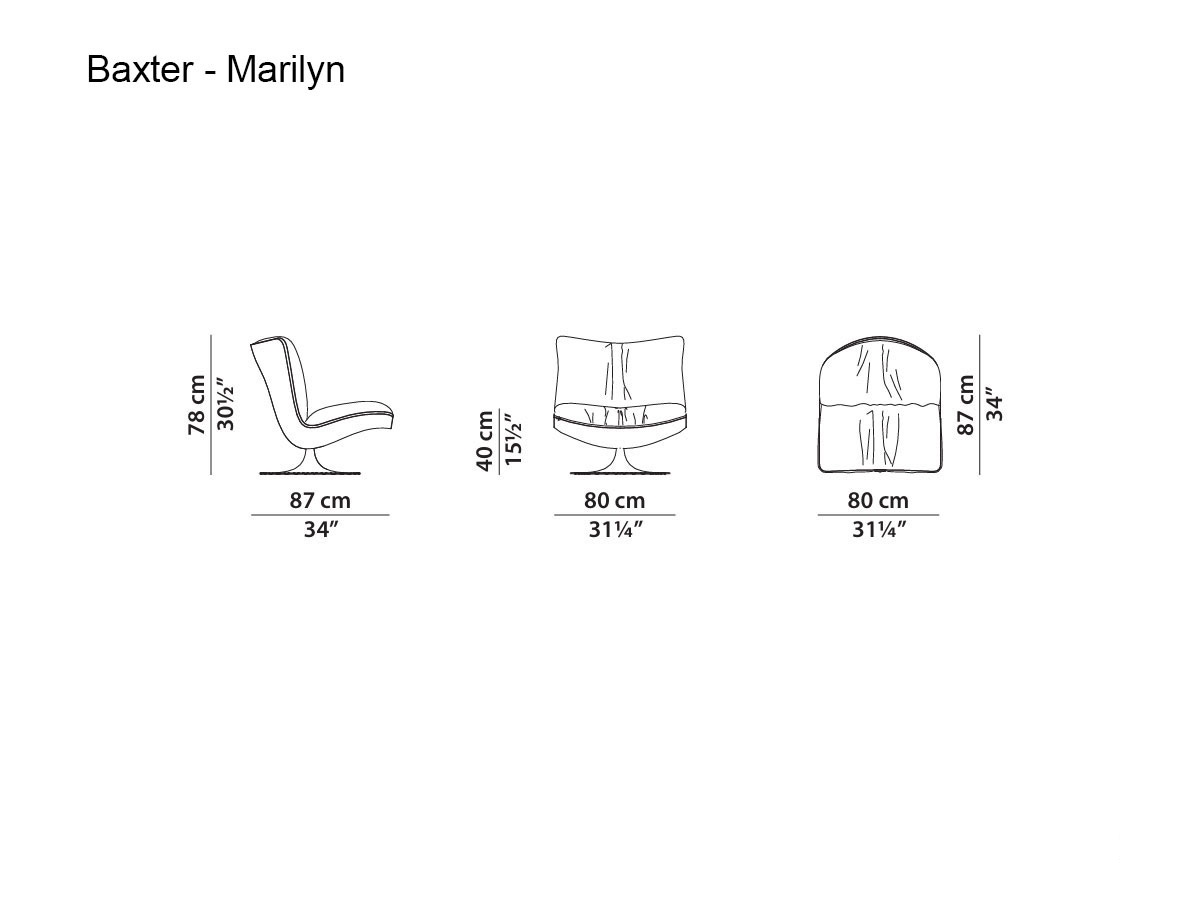 Baxter Marilyn Swivel Armchair Leather Kashmir Prune