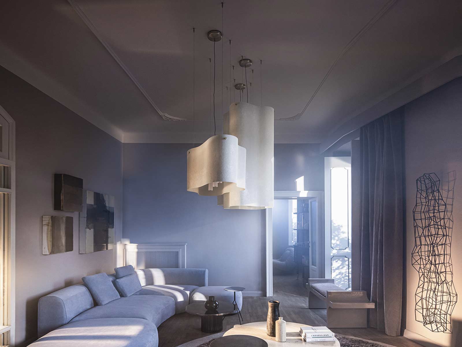 Baxter Nuvola Suspension 133 Lampshade Fibreglass Satin Brass