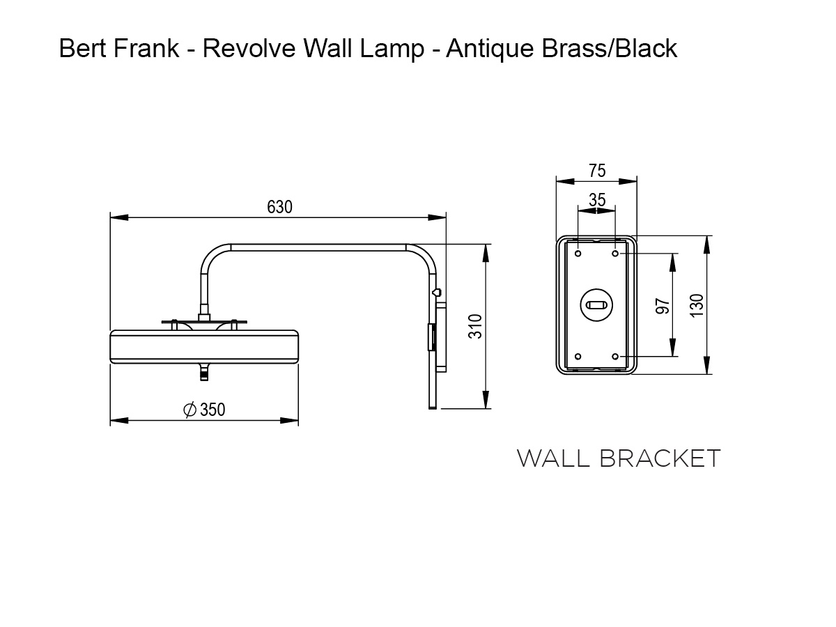 Bert Frank Revolve Wall Lamp Antique Brass Black