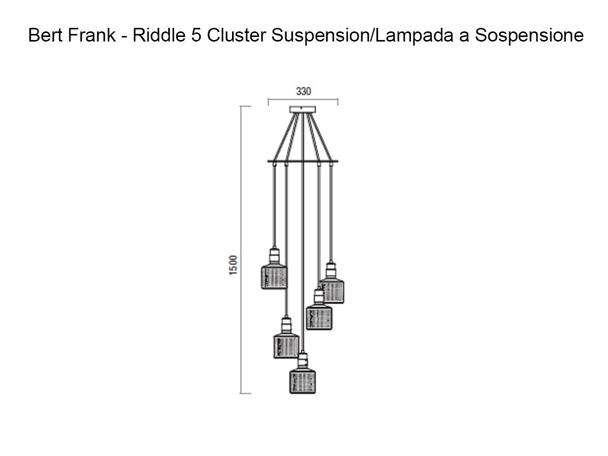 Bert Frank Riddle 5 Cluster Suspension Lamp