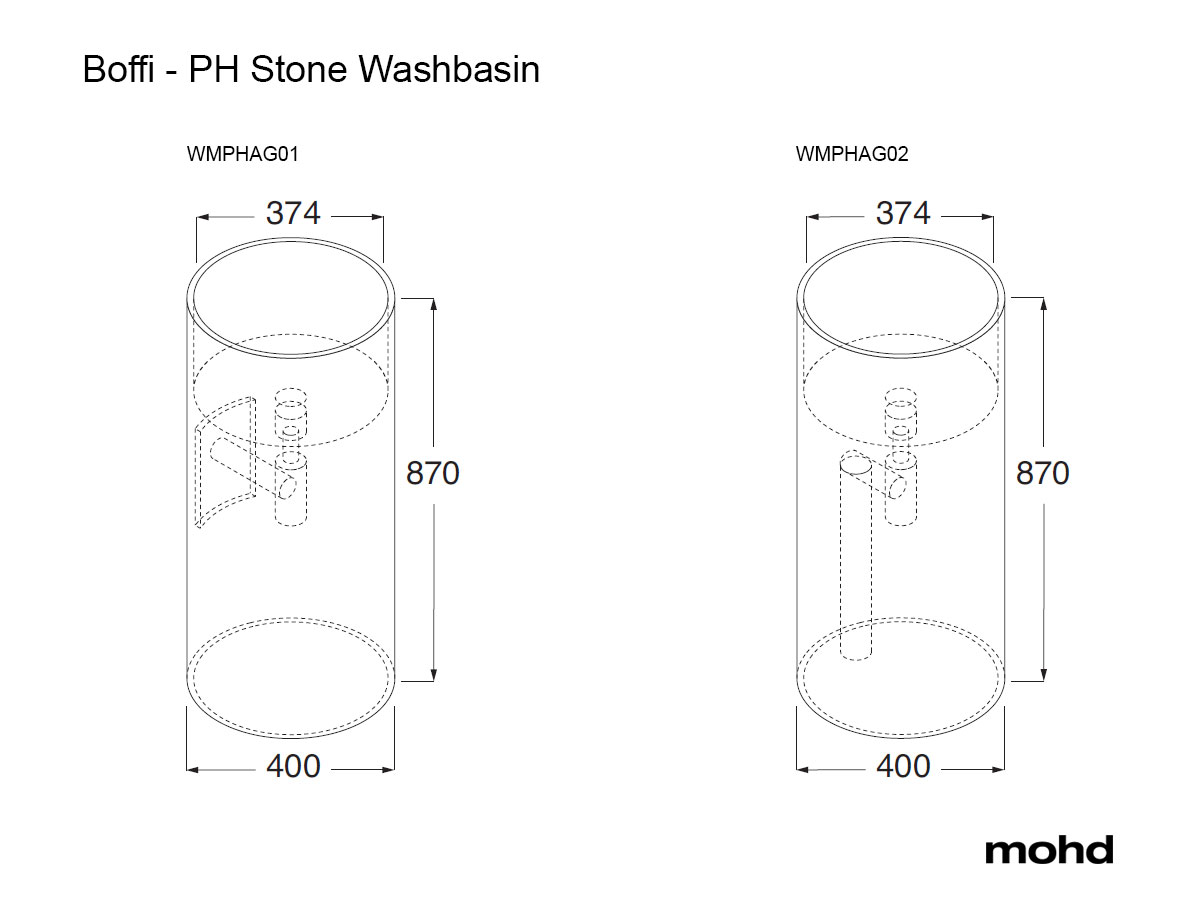 Отдельностоящая раковина Boffi PH Stone, на колонне