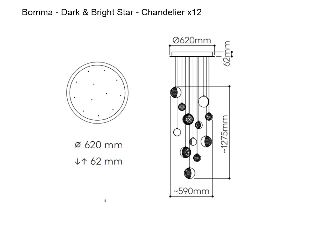 Bomma Dark And Bright Chandelier X12 Suspension Lamp