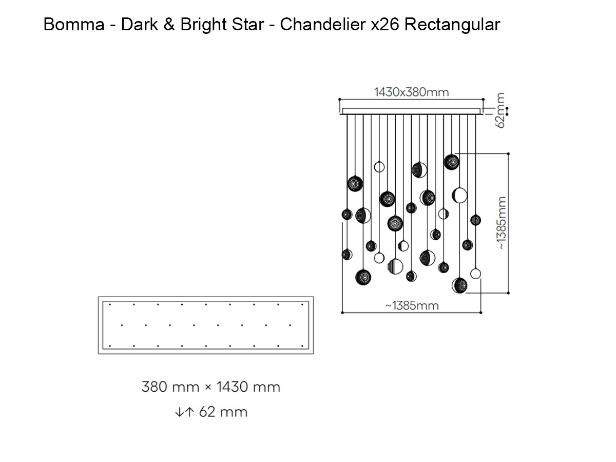 Bomma Dark And Bright Chandelier And Rectangular Suspension Lamp