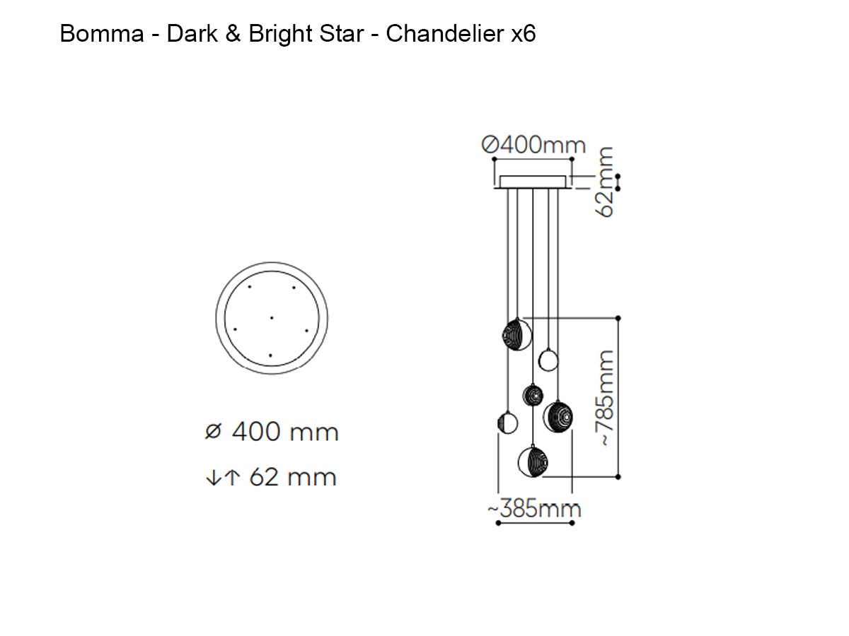 Bomma Dark And Bright Chandelier X6 Suspension Lamp