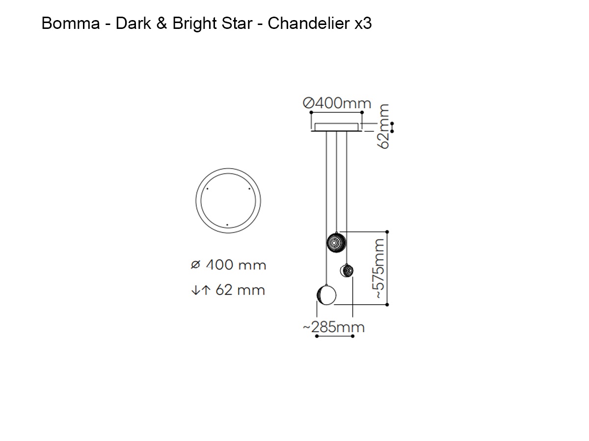 Bomma Dark Star Chandelier X3 Suspension Lamp