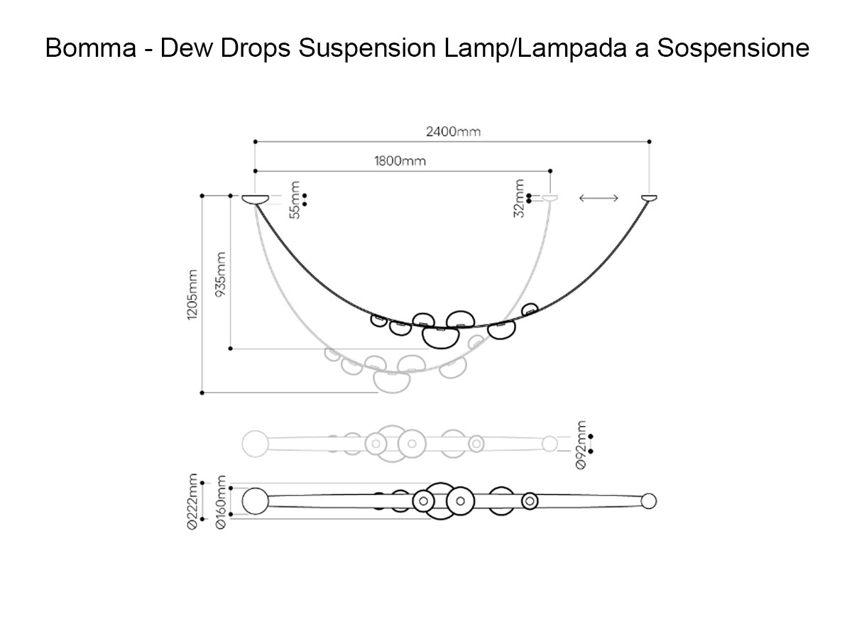 Bomma Dew Drops Leather Suspension Lamp