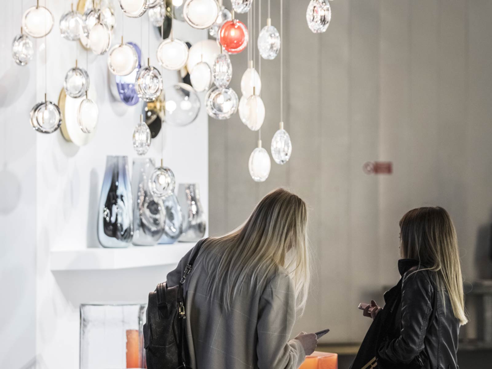 Bomma Lens Chandelier 26x 13 Smoke 13 White Suspension Lamp