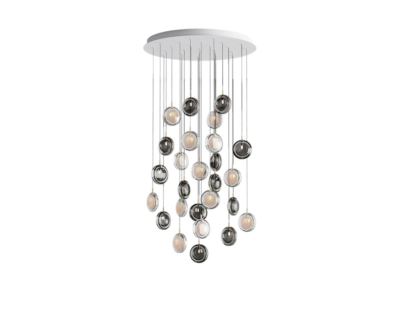 Bomma Lens Chandelier 26x 13 Smoke 13 White Suspension Lamp