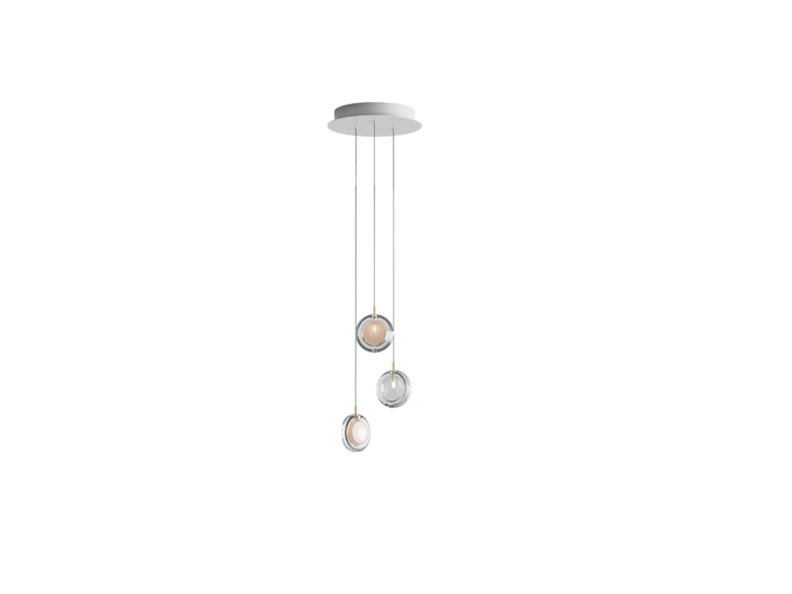 Bomma Lens Chandelier 3x 2 White 1 Clear Suspension Lamp