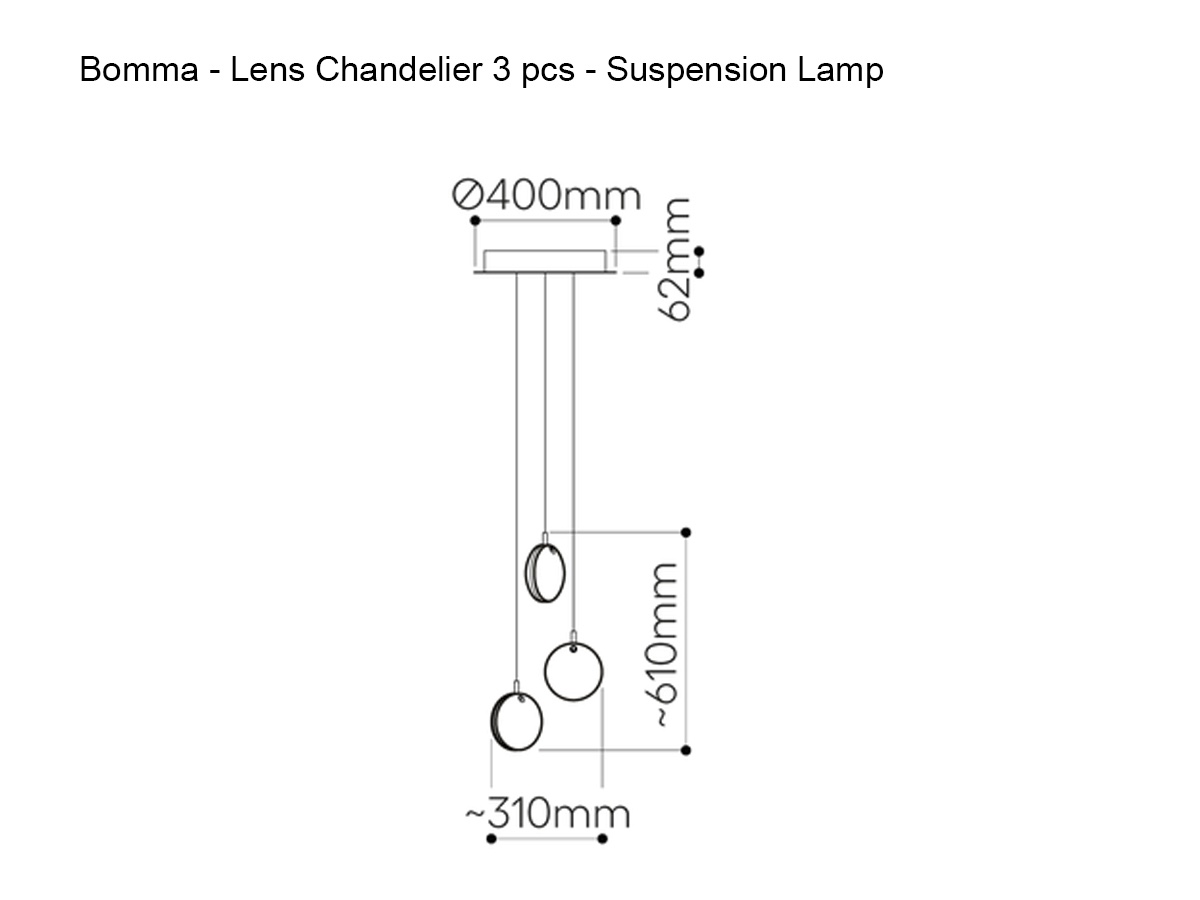 Bomma Lens Chandelier 3x 2 White 1 Smoke Suspension Lamp
