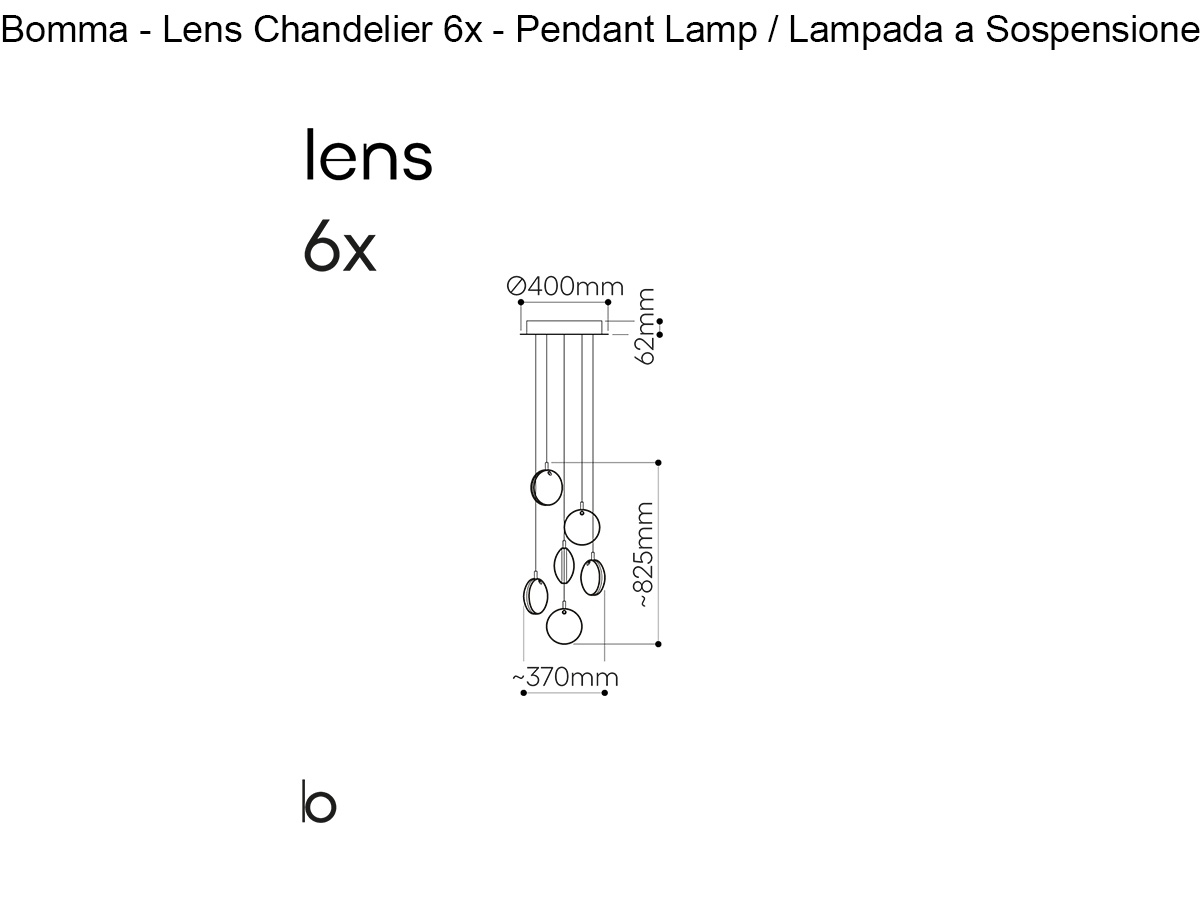Bomma Lens Chandelier 6x Dark Green Suspension Lamp