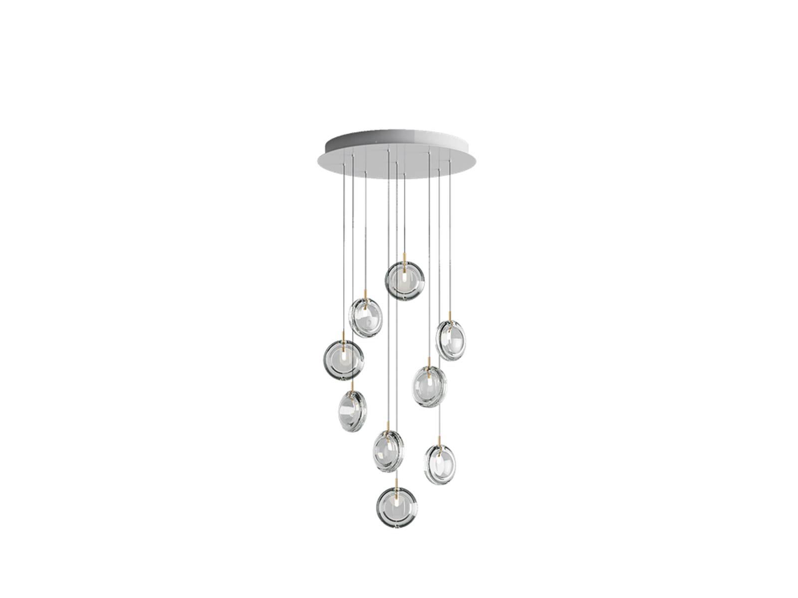 Bomma Lens Chandelier 9 Clear Suspension Lamp