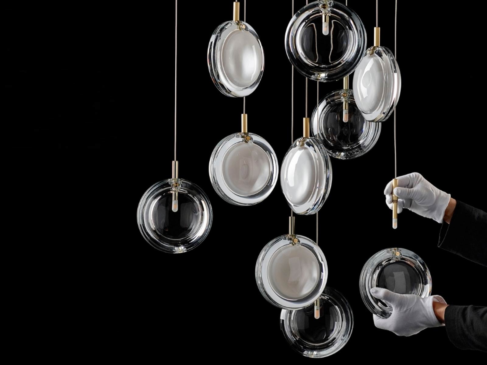 Bomma Lens Chandelier Square 26 Clear Suspension Lamp