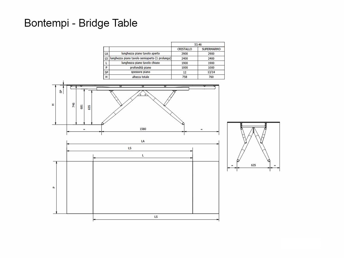 Bontempi Bridge Extendable Table