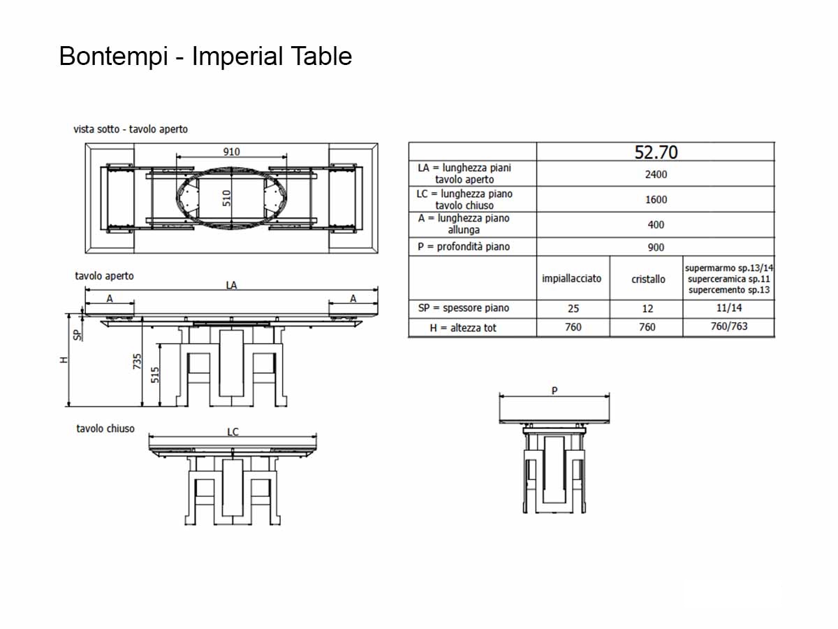 Bontempi Imperial Extendable Table