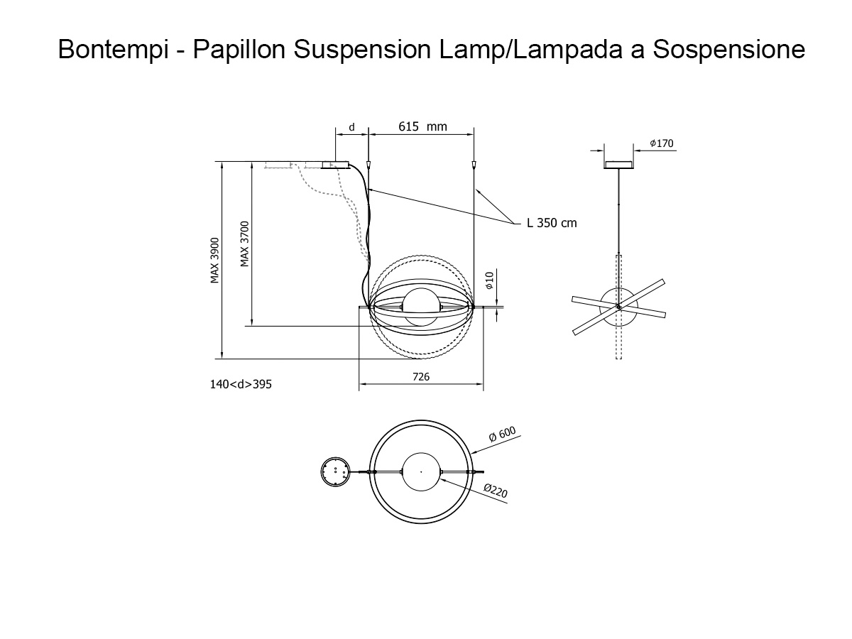 Bontempi Papillon 5654 Suspension Lamp