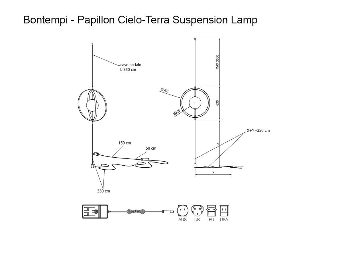 Bontempi Papillon 5655 Cielo Terra Suspension Lamp