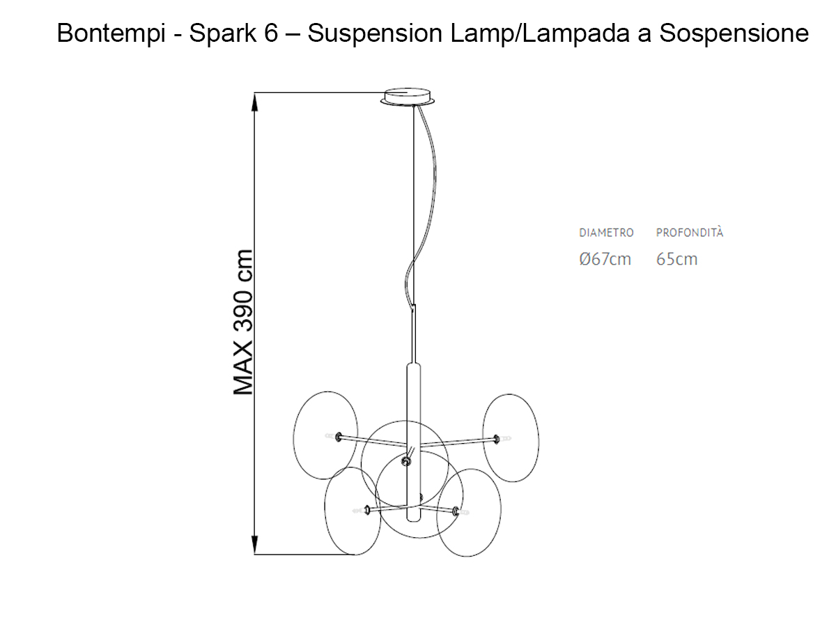Bontempi Spark 6 Suspension Lamp