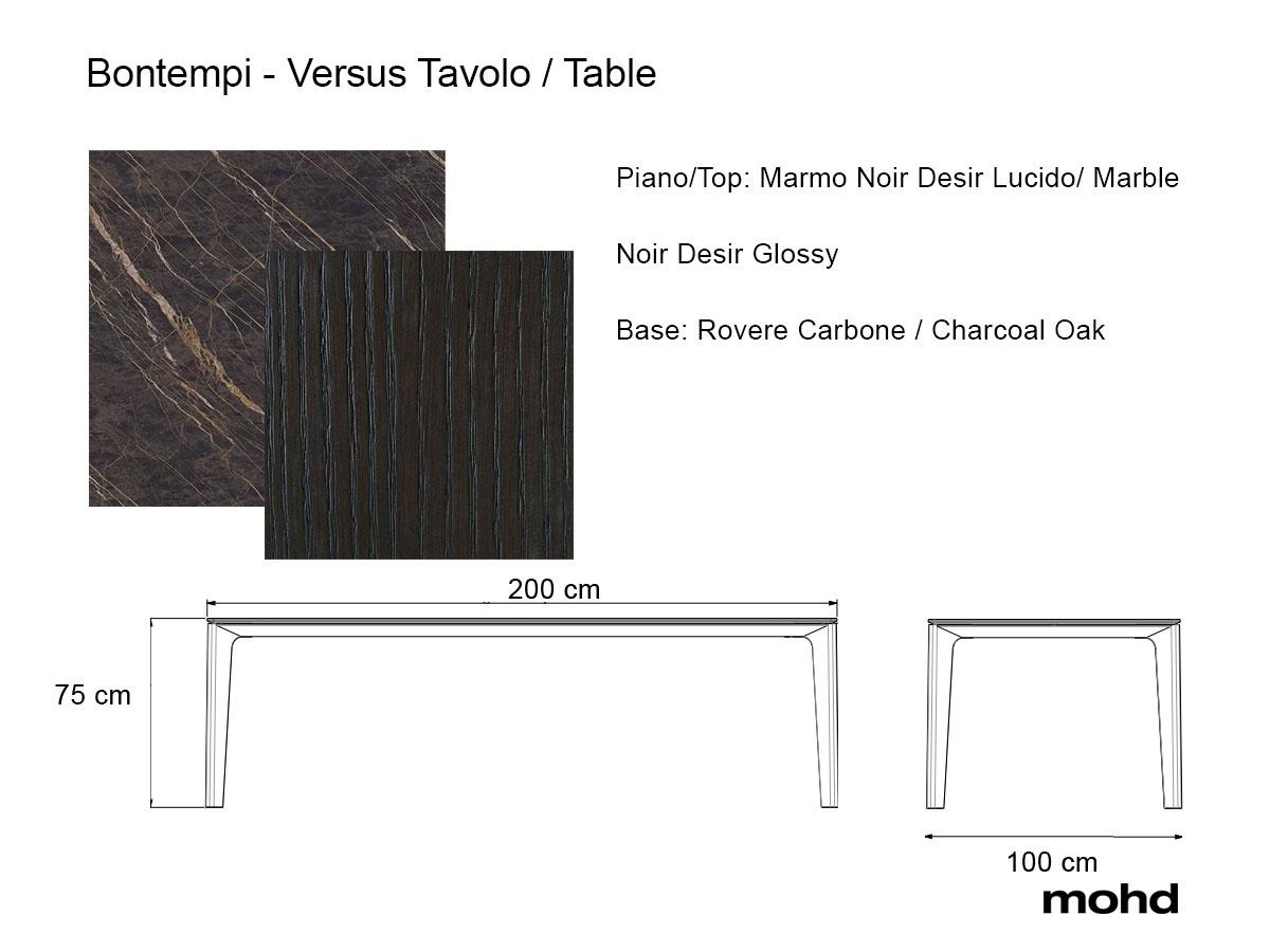 Bontempi Versus Table L 200 Cm Noir Desir Glossy