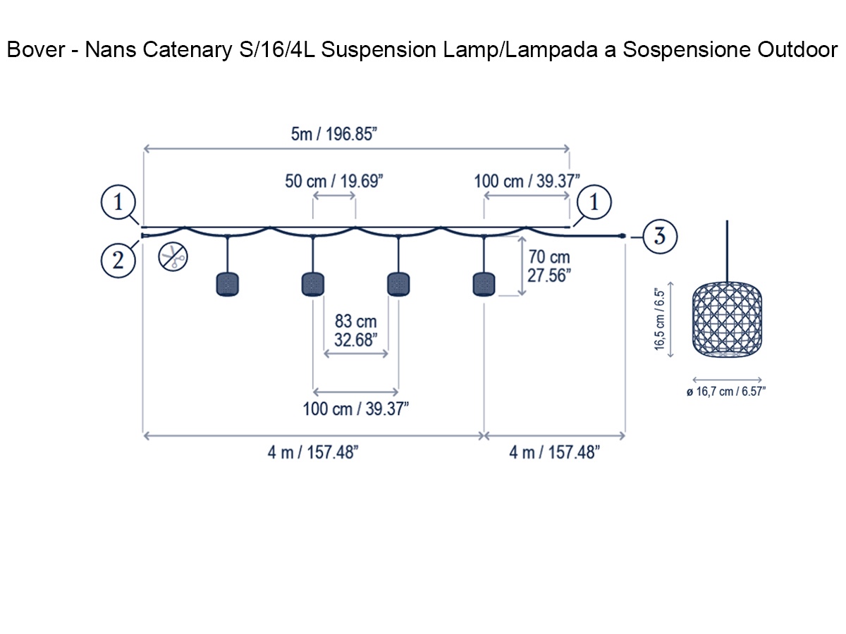 Bover Nans Catenary S164l Suspension Lamp Outdoor