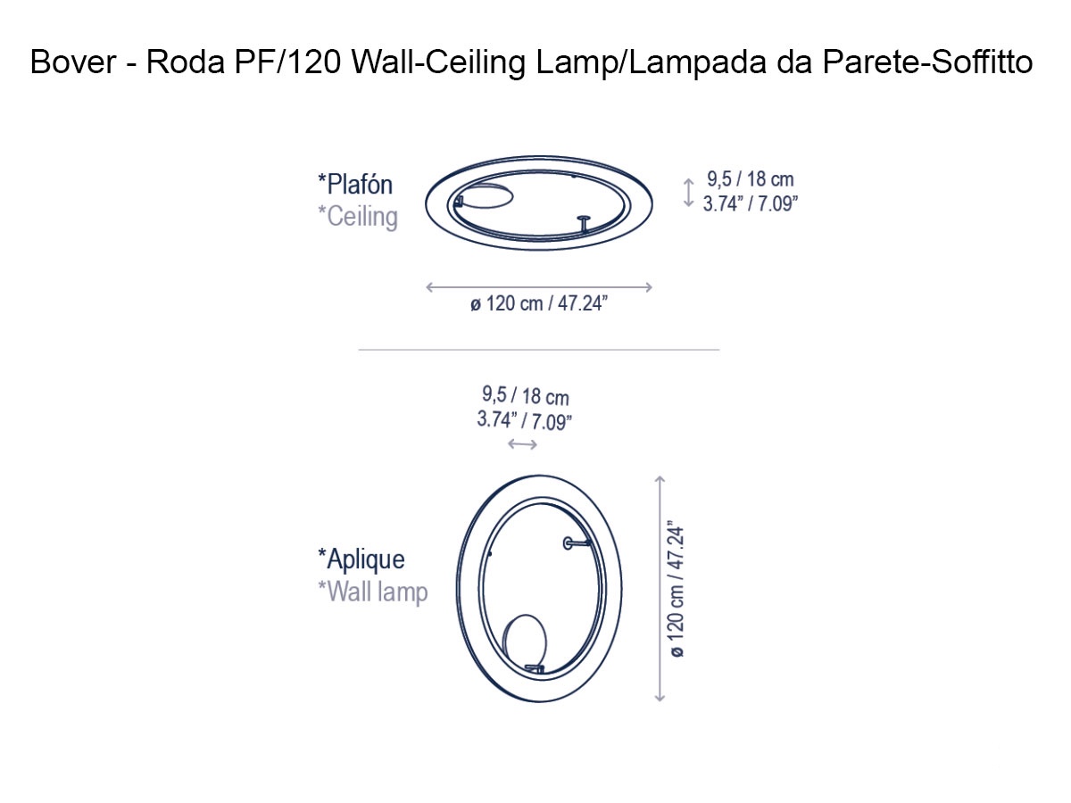 Bover Roda Pf120 Wall Ceiling Lamp