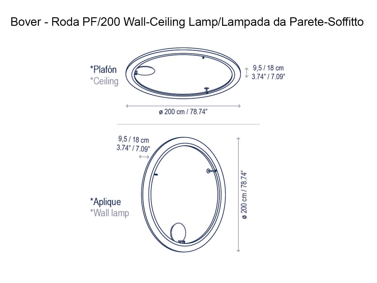 Bover Roda Pf200 Wall Ceiling Lamp