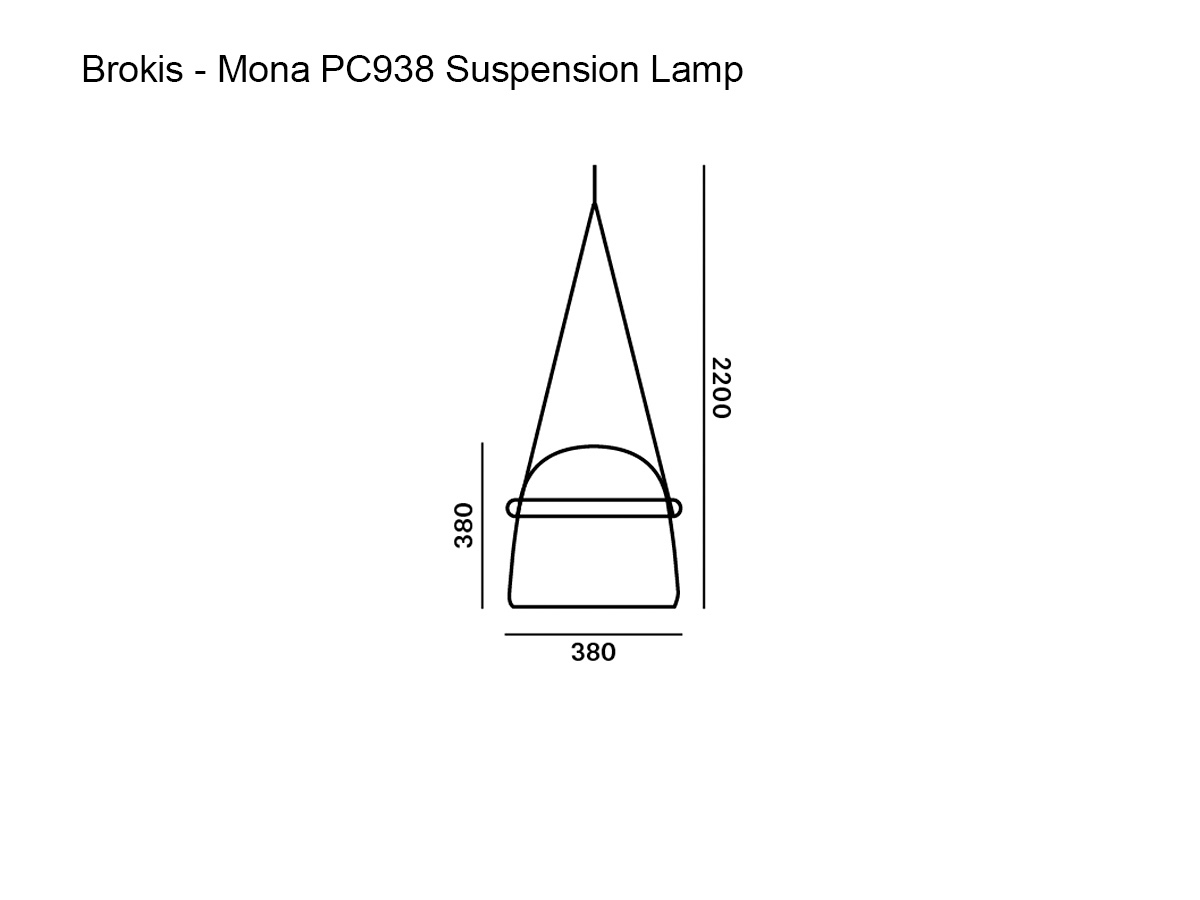 Brokis Mona Pc938 Suspension Lamp Smoke Grey Glass Leather Straps Natural White Canopy